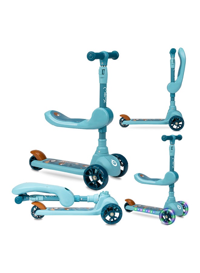 Momi Kiuru 2in1Scooter And Ride-On For Girls & Boys with Balance Function, LED's Wheels, ABEC 7 Bearings, 3 Position Handle Bar, Light weight 2.3 Kg, Age from 3+ Year - Blue - Image 2
