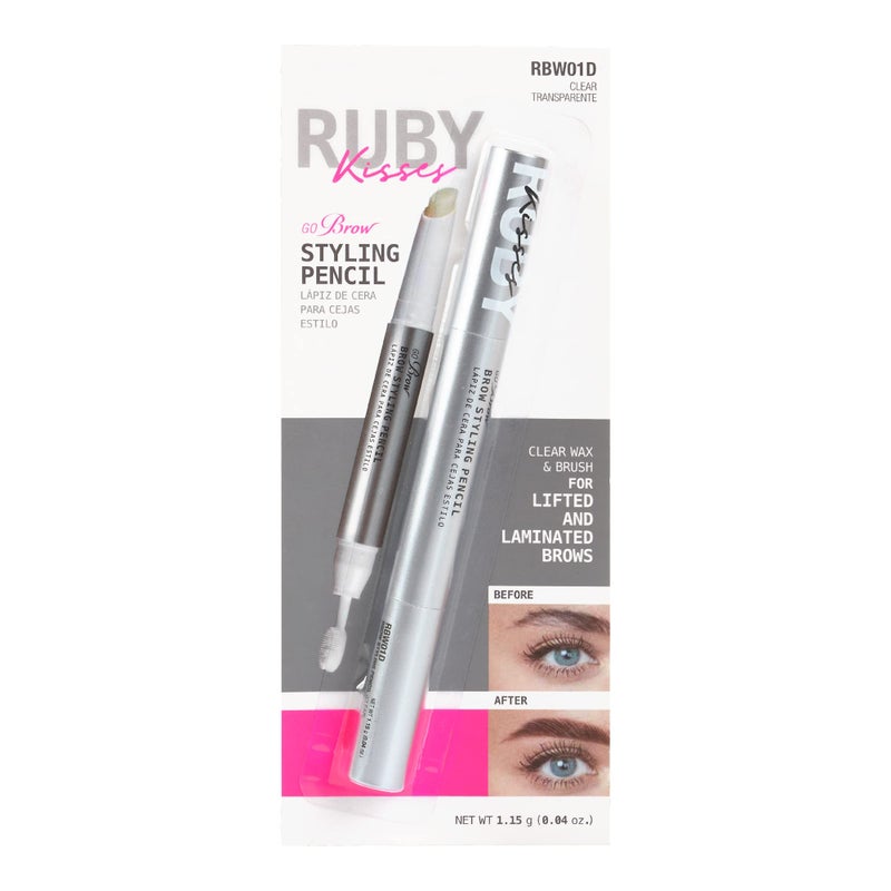 Ruby Kisses Brow Styling Pencil with Brush, Long-Lasting Eyebrow Wax, Clear Brow Shaper, Precision Sculpting & Shaping, Professional Quality, Easy Application - Image 1