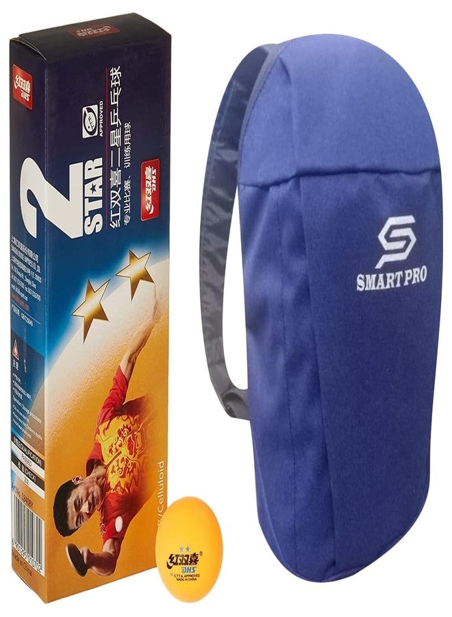 DHS TT Ball 40MM 2 Star Orange (10 Pcs Box) 60 PCS with Smart PRO TT Special Cover Speed Blue - Image 2