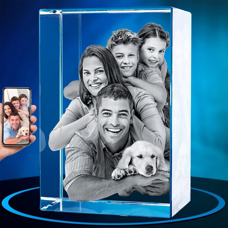 Artpix 3D Crystal Photo Higports for Women زوجة MEN MOM DAD HER GRAY FOLIDALD GIFT مع هدية مخصصة مع هدايا صورتك ثلاثية الأبعاد مخصصة للأزواج - Image 1