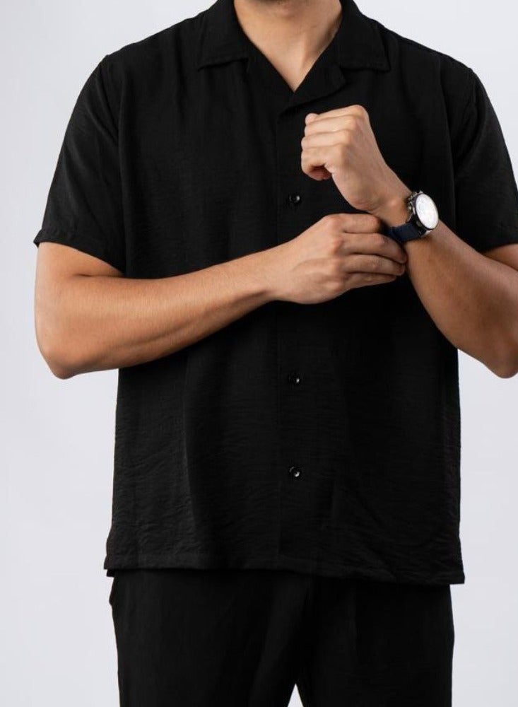 Short Sleeve Linen Shirt, Available in Beige, White, Black  - Image 1