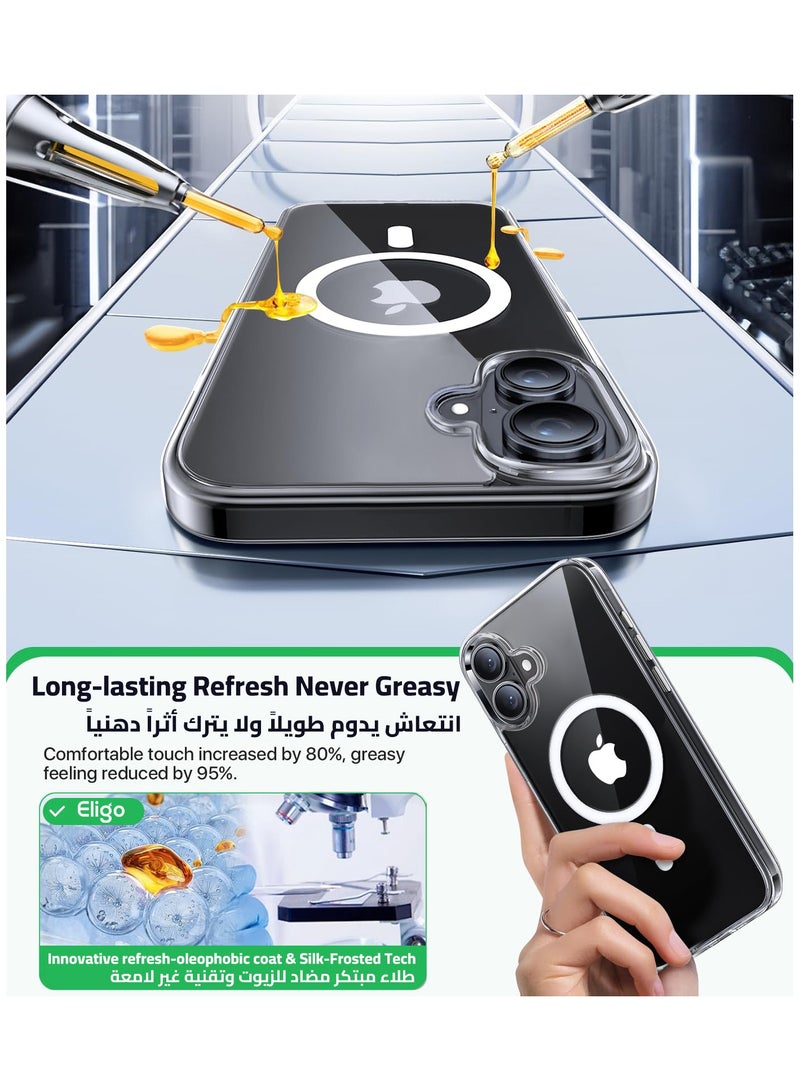 Eligo iPhone 16 Plus Magnetic Case, Compatible with MagSafe,【Anti-Yellowing】Crystal Clear Shockproof Protection Back Cover, Ultra Slim Strong Magnet Phone Shell Case for Apple 16 Plus (2024) - Image 2
