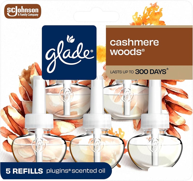 Glade PlugIns Refills Air Freshener, Cashmere Woods, 5 Count - Image 1