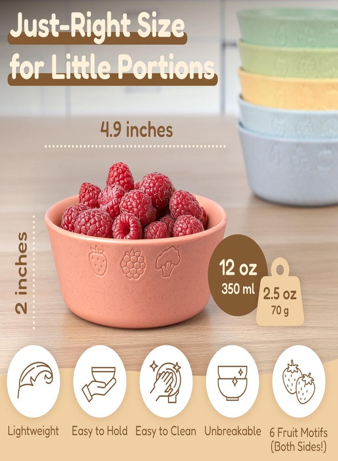 FOODLE مجموعة فودل من 6 أوعية للأطفال مصنوعة من قش القمح - سعة 12 أونصة، آمنة للاستخدام في الميكروويف وغسالة الصحون - خالية من مادة BPA وغير سامة للأطفال - وعاء متين وغير قابل للكسر للوجبات الخفيفة والحبوب - Image 2