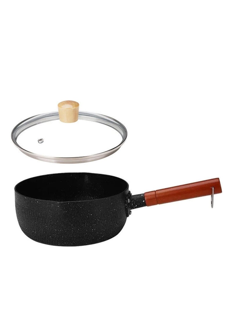 Japanese Style Nonstick Saucepan with Lid, Milk Pot, Stay-cool Handle, Multipurpose Handy Sauce Pan Small Kitchen Cooking Pot, Induction Comptable, PFOA Free - Image 1