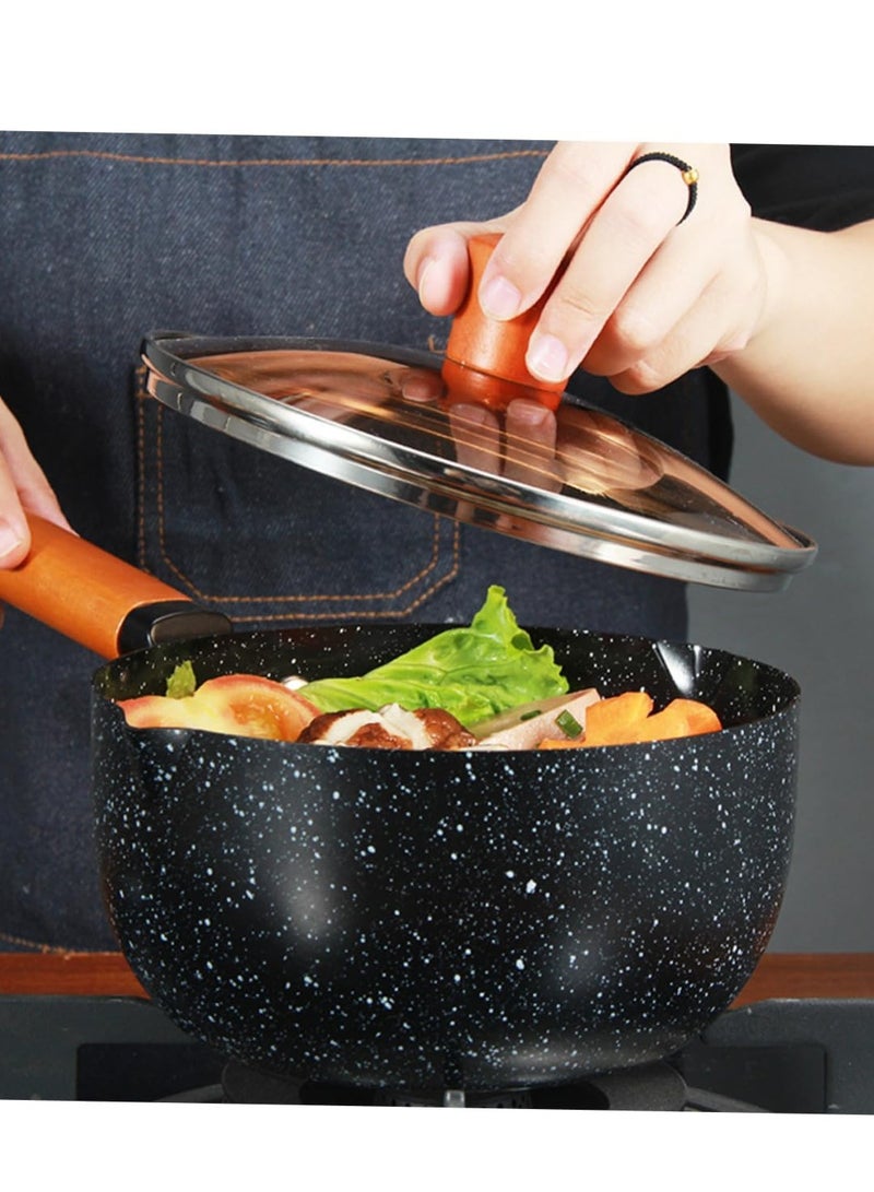 Japanese Style Nonstick Saucepan with Lid, Milk Pot, Stay-cool Handle, Multipurpose Handy Sauce Pan Small Kitchen Cooking Pot, Induction Comptable, PFOA Free - Image 2