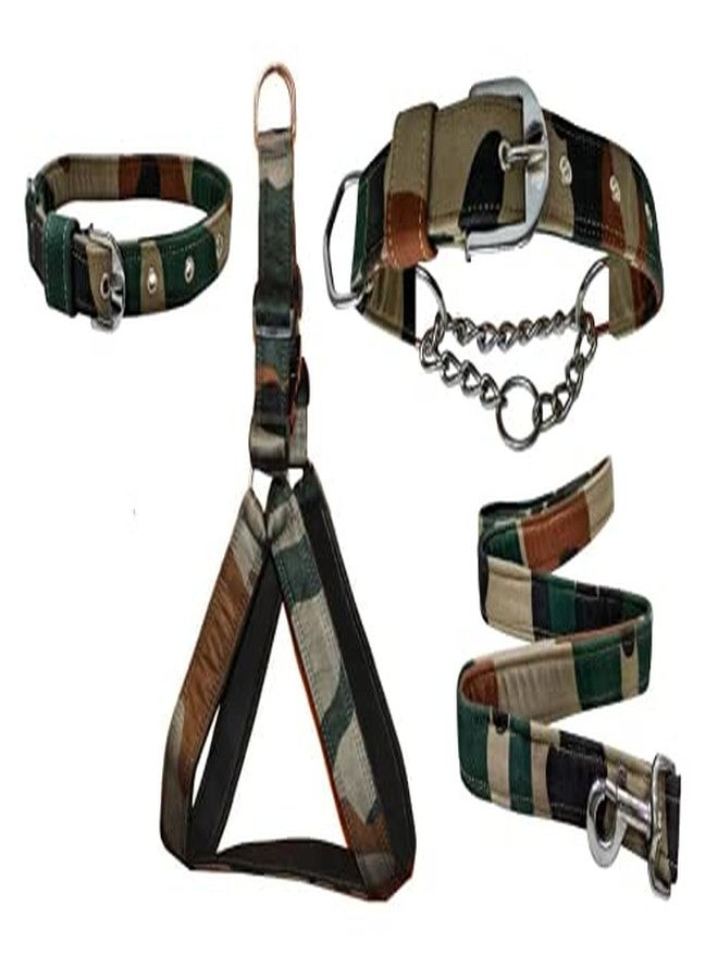 Hachiko:-Imported Best Dog Body Belt Harness+Collar+Choke Collar+Leash(Combo of 4) (Medium, Army) - Image 1