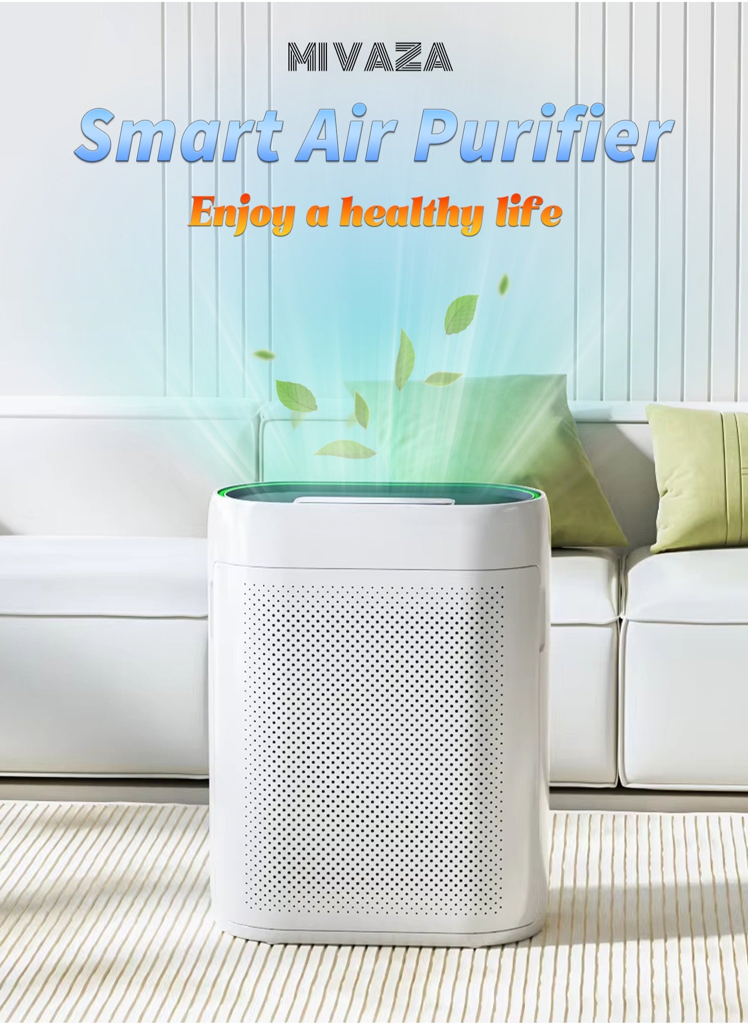 Mi VAZA Smart Air Purifier - Air Cleaner with HEPA Filter - PM2.5 Monitor - Deodorization, Sterilization, Remove Formaldehyde - Essential Appliances for Home and Office - ZY2866 