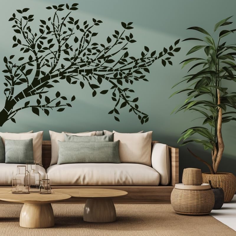 ARandNJ Painting for Wall Stencils (Size:- 24X40 Inch) Theme:- Big Tree DIY Reusable Painting Design Suitable for Bedroom, Drawing Room, Living Room (Pack of2) - Image 1