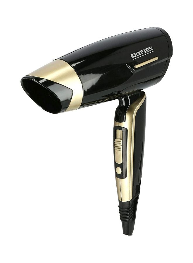 KRYPTON Hair Dryer with Cool Shot, 2 Heat Settings & Concentrator Nozzle – Compact & Travel-Friendly Design Black - Image 1
