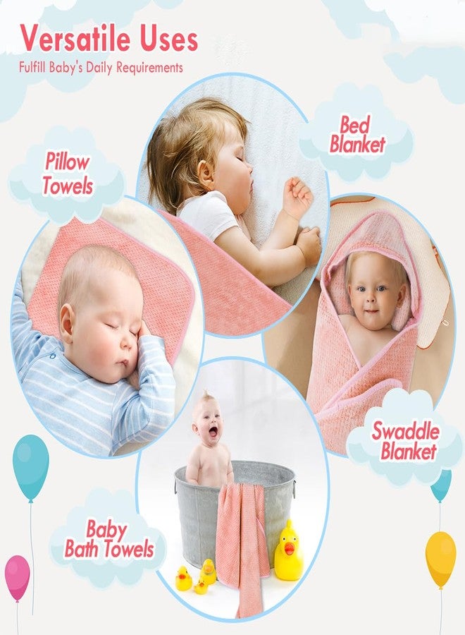 Orighty Baby Hooded Towel with Five Washcloths, 28 x 28 Inch Super Soft Bath Towel with Hood for Babies, Infant, Newborn Essential - Ideal Baby Stuff Registry for Boys and Girls (Pink) - Image 4