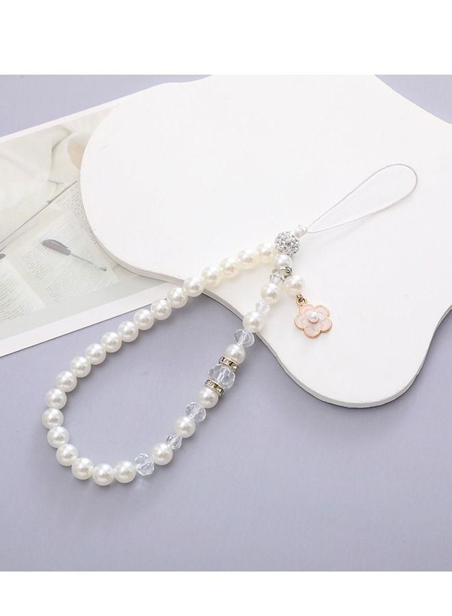 WooFree Phone Lanyard Wrist Strap White Pearls - Image 1