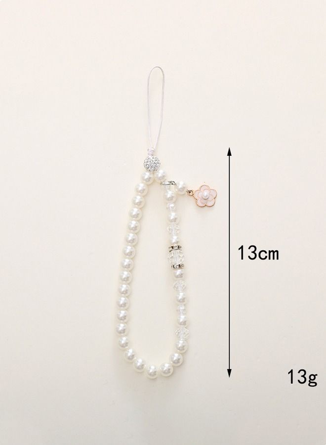 WooFree Phone Lanyard Wrist Strap White Pearls - Image 2
