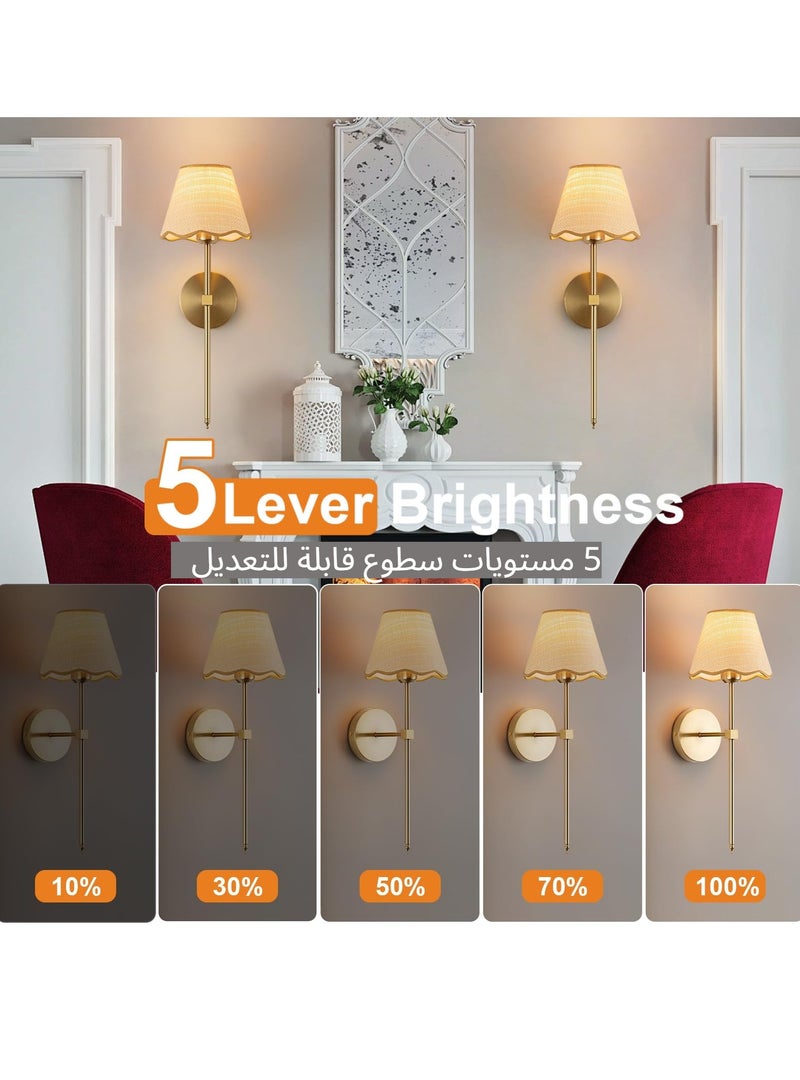 NIUB 2 Pack Wall Sconce with Remote Control, Wireless Rechargeable Gold Wall Lights, 3 Color Temperature, 5 Brightness Levels, 12 RGB Modes, 30/60/120 Mins Timer, Vintage Battery Operated Dimmable Wall Lamps for Bedroom, Living Room, Hallway, Kitchen - Image 3
