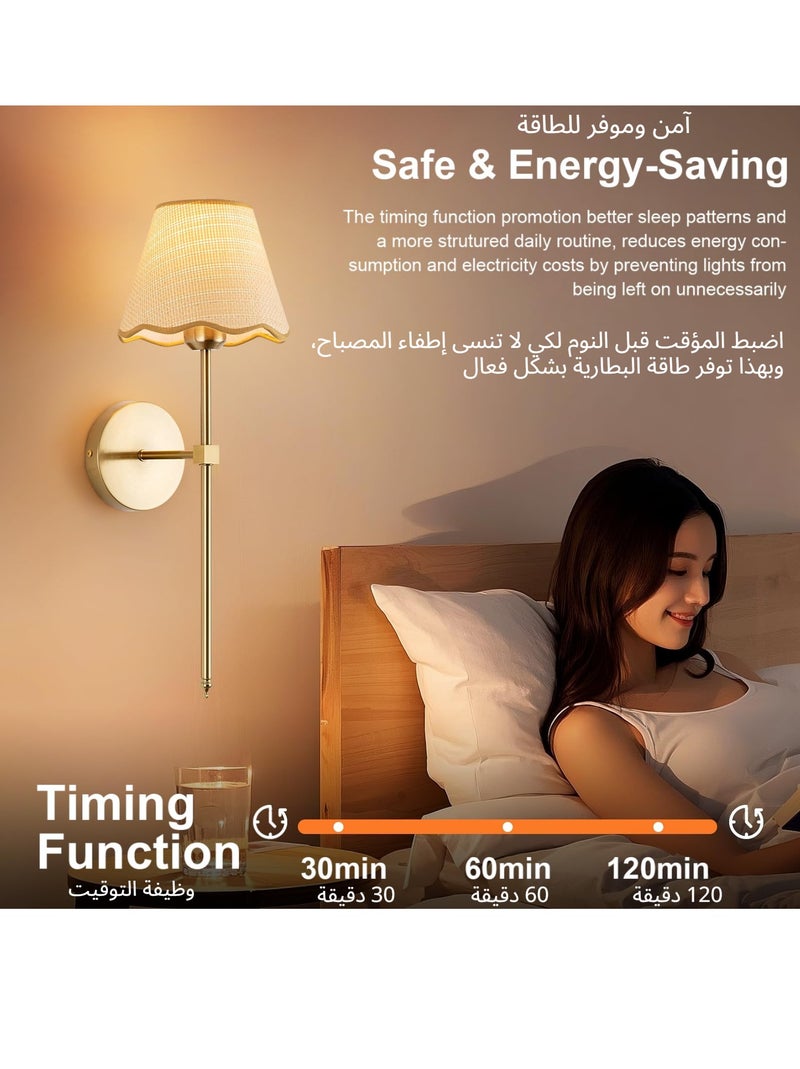 NIUB 2 Pack Wall Sconce with Remote Control, Wireless Rechargeable Gold Wall Lights, 3 Color Temperature, 5 Brightness Levels, 12 RGB Modes, 30/60/120 Mins Timer, Vintage Battery Operated Dimmable Wall Lamps for Bedroom, Living Room, Hallway, Kitchen - Image 4