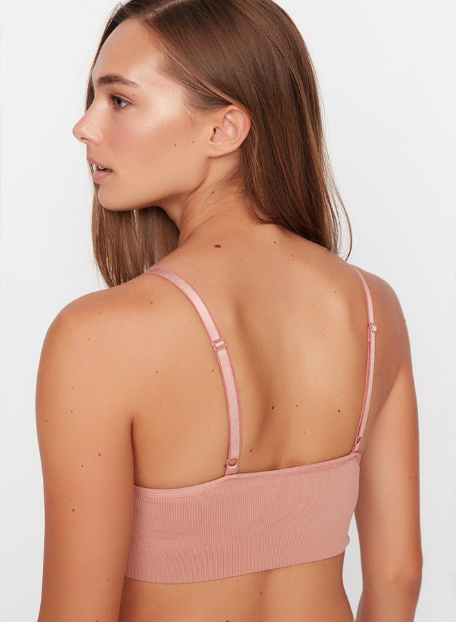 trendyol Dark Skin Seamless Strapless Non-Padded Non-Uniform Cupped Bralette Knit Bra  - Image 5