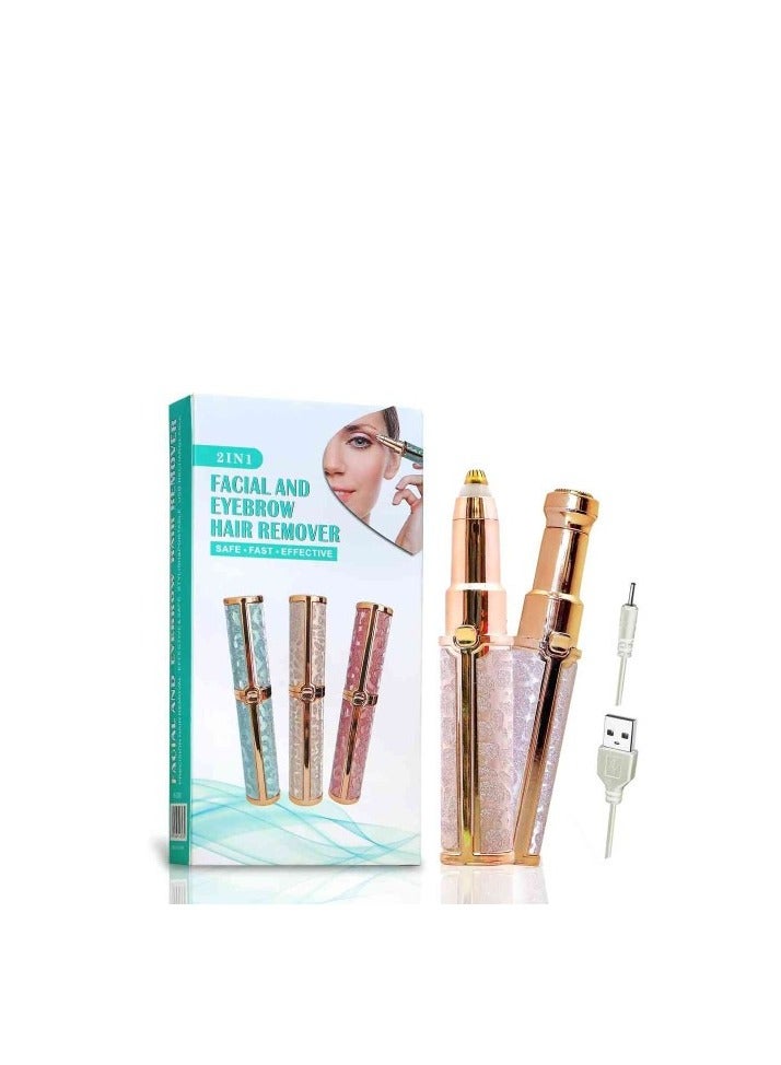 BLAWLESS 2 in 1 Women's Facial Hair Trimmer, Rechargeable Facial and Eyebrow Trimmer, Painless Hair Removal Device, Facial Hair Trimmer for Women, Facial Shaver for Upper Lip Hair Removal - 003 - Image 2