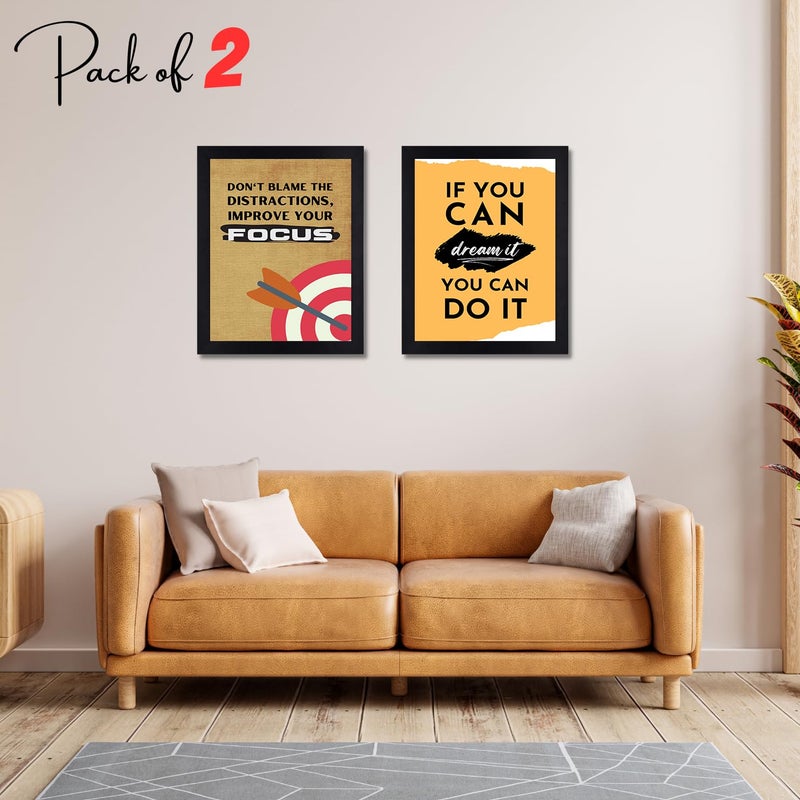 Interio Crafts Focus Inspirational Quotes Posters with Frames Black Frame 13 X 10 Inches 2 Pack - Image 3