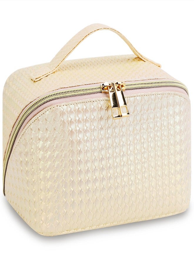 TINYAT Travel Makeup Bag for Women Open Flat Toiletry Bag Leather Cosmetic Bags Waterproof Pouch Travel Essentials Organizer - Image 1