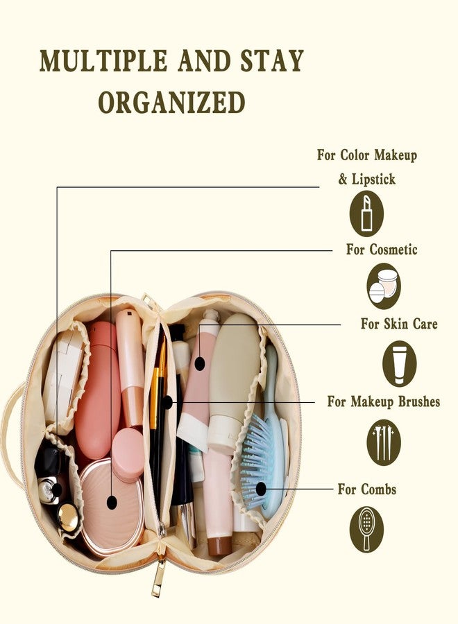 TINYAT Travel Makeup Bag for Women Open Flat Toiletry Bag Leather Cosmetic Bags Waterproof Pouch Travel Essentials Organizer - Image 5