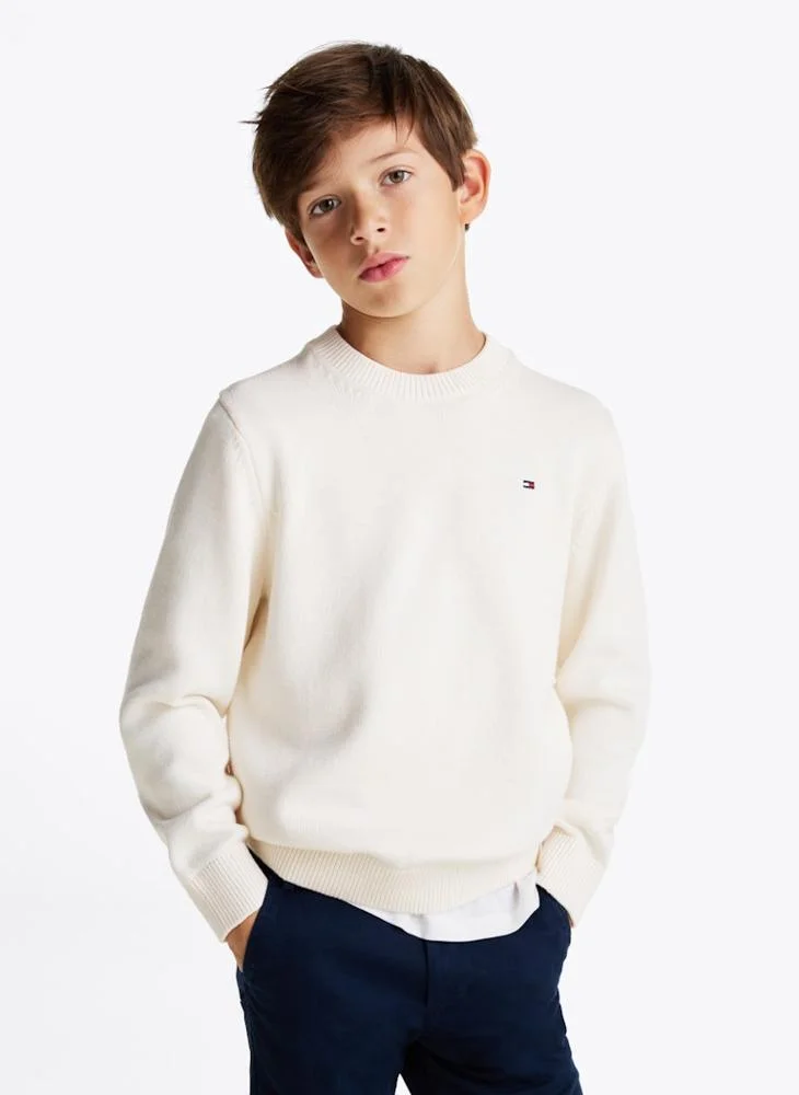 TOMMY HILFIGER Kids Crew Neck Elbow Patch Regular Sweater