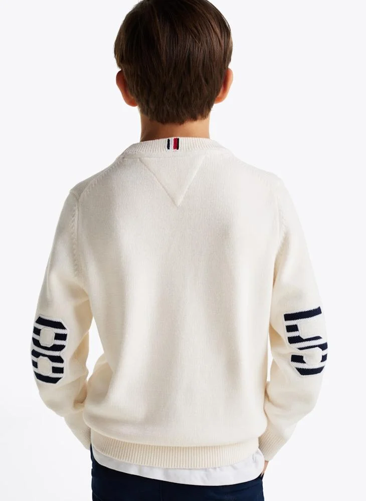 TOMMY HILFIGER Kids Crew Neck Elbow Patch Regular Sweater