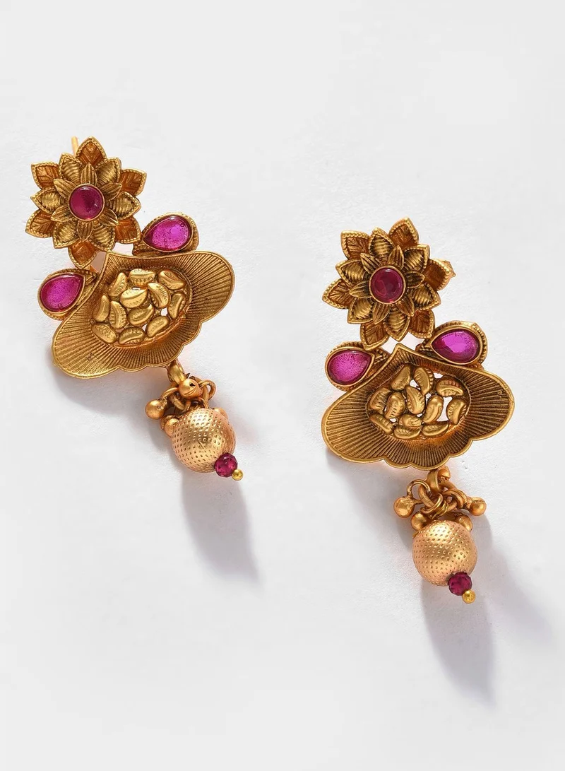 SOHI Gold Plated Designer Stone Necklace Set