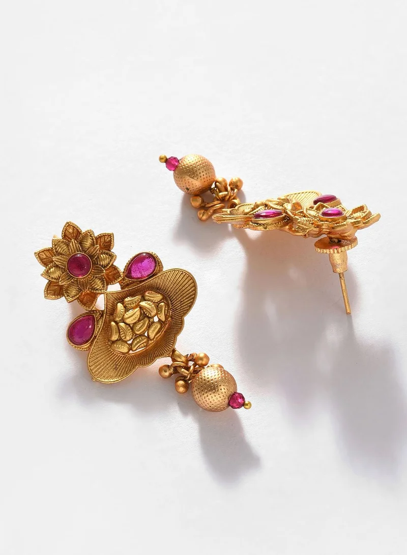 SOHI Gold Plated Designer Stone Necklace Set