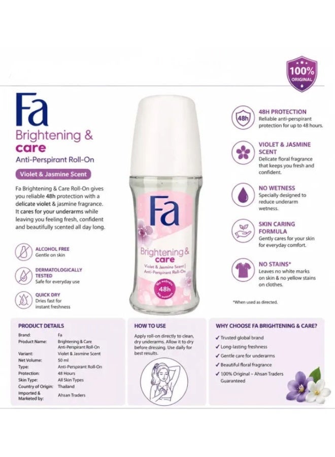 Fa  Brightening And Care Roll On  50ml, Pack of 3 - Image 3