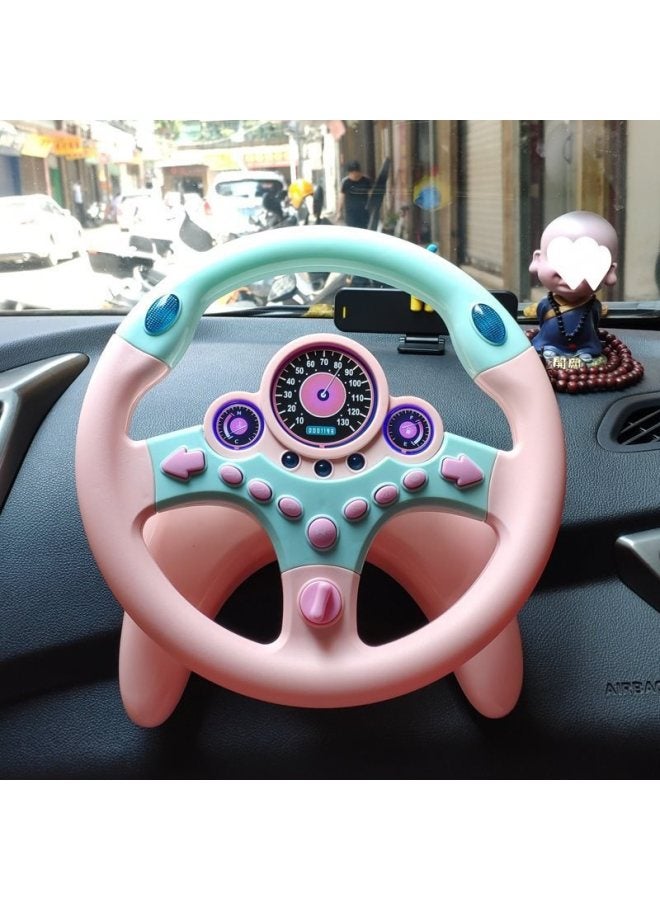 Co-pilot Steering Wheel Simulation Children's Educational Toy Girlfriend Baby 1 Year Old 2 Stroller Car Simulation Driving-Color:Pink Music Car Key (opp Bag) Weighs 75g  - Image 2