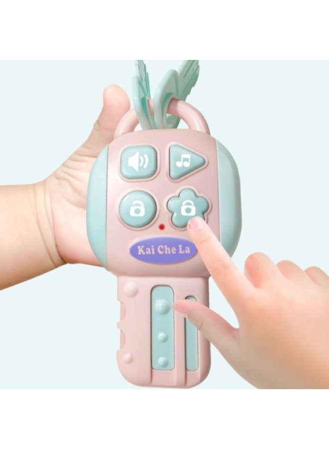 Co-pilot Steering Wheel Simulation Children's Educational Toy Girlfriend Baby 1 Year Old 2 Stroller Car Simulation Driving-Color:Pink Music Car Key (opp Bag) Weighs 75g  - Image 1