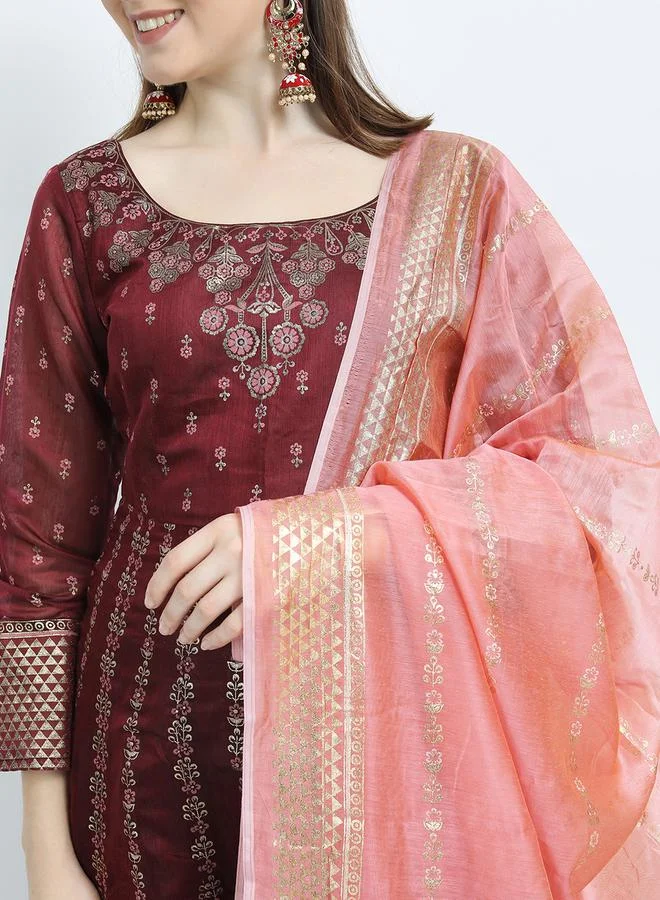 Vishudh Printed Wide Neck A-Line Maxi Ethnic Dress by Styli