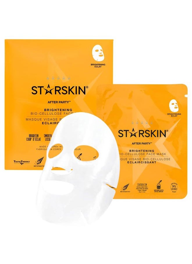 STARSKIN Instant Brightening Bio-Celullose Face Mask - Award Winning Korean Sheet Mask, Energizing, Soothing, After Party, 30ml 