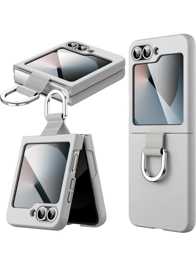جي تيك حافظة لهاتف سامسونج جالكسي زد فليب 6 2024 مع حلقة صلبة رفيعة مضادة للصدمات ومضادة للخدش وغطاء حماية للهاتف باللون الرمادي - Image 1