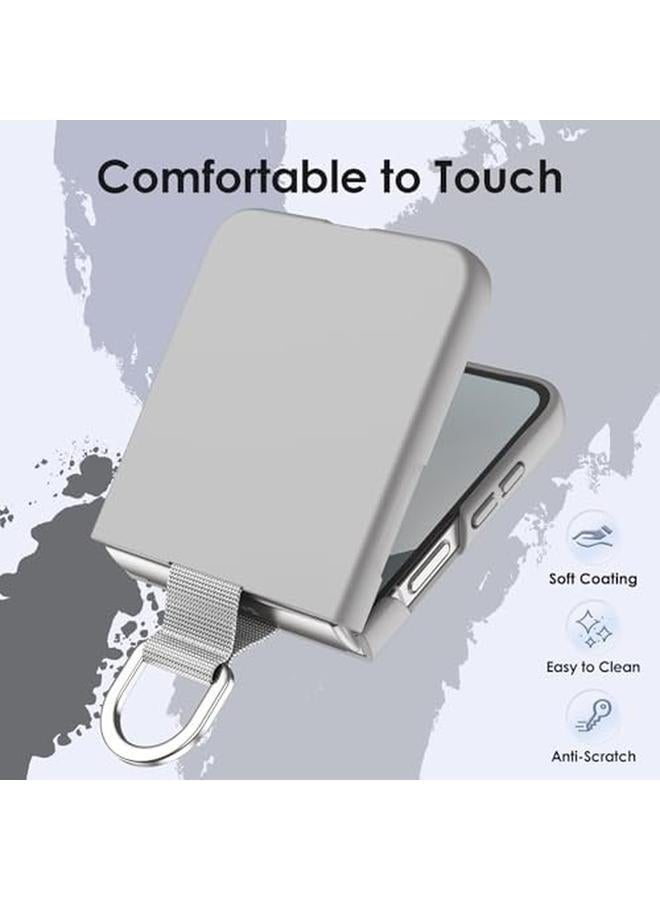 جي تيك حافظة لهاتف سامسونج جالكسي زد فليب 6 2024 مع حلقة صلبة رفيعة مضادة للصدمات ومضادة للخدش وغطاء حماية للهاتف باللون الرمادي - Image 3