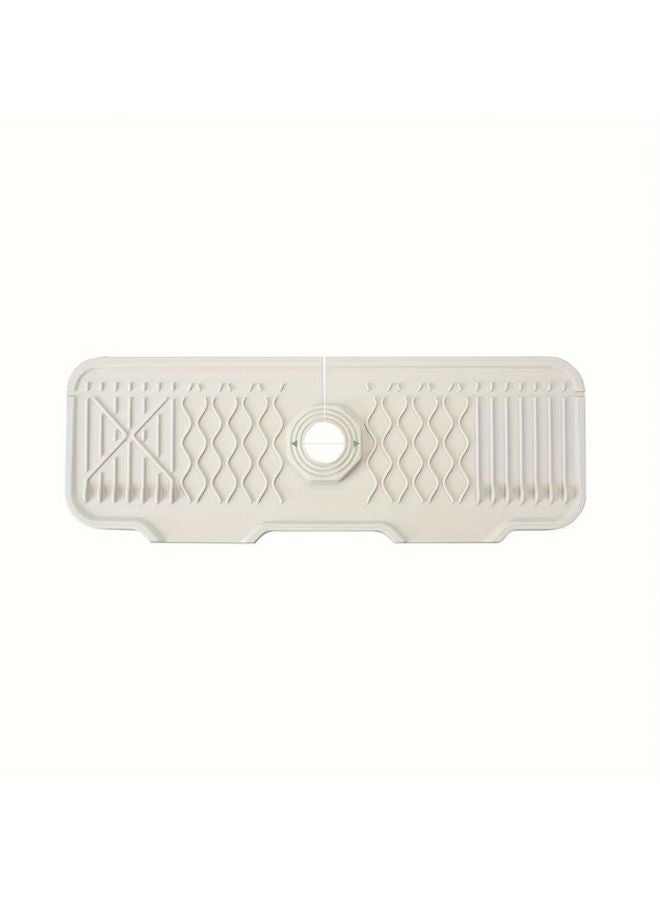 Beige Anti Slip Silicone Faucet Splash Guard Mat With 5 Degree Slope Foldable Edge - Image 1