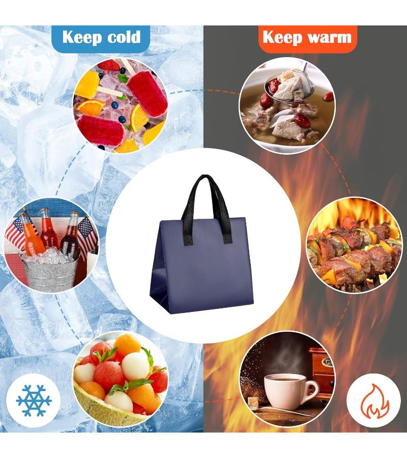 Bulk Thermal Insulated Takeaway Bags 50 Pieces Navy Blue for Food Coffee Pizza Delivery - Image 3