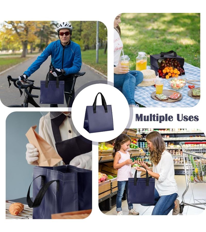 Bulk Thermal Insulated Takeaway Bags 50 Pieces Navy Blue for Food Coffee Pizza Delivery - Image 5