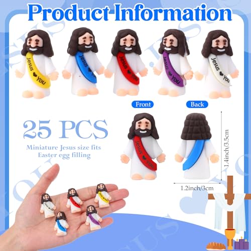 Bememo 25 Pcs Little Jesus Figures Mini Jesus Loves You Figures Original Design Multicolor Tiny Figurines to Hide and Seek Sunday School Religious Party Favors GiftLively Colors - Image 5