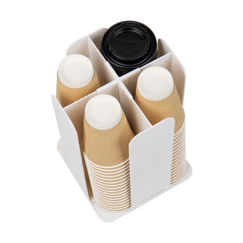 Mind Reader Cup and Lid Carousel, Countertop Org, Coffee Bar, Beverage Cup Holder, Plastic, 7.75"L x 7.75"W x 11.5"H, White - Image 5