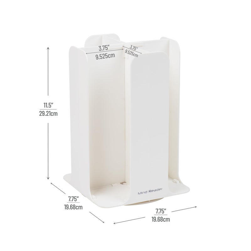 Mind Reader Cup and Lid Carousel, Countertop Org, Coffee Bar, Beverage Cup Holder, Plastic, 7.75"L x 7.75"W x 11.5"H, White - Image 3