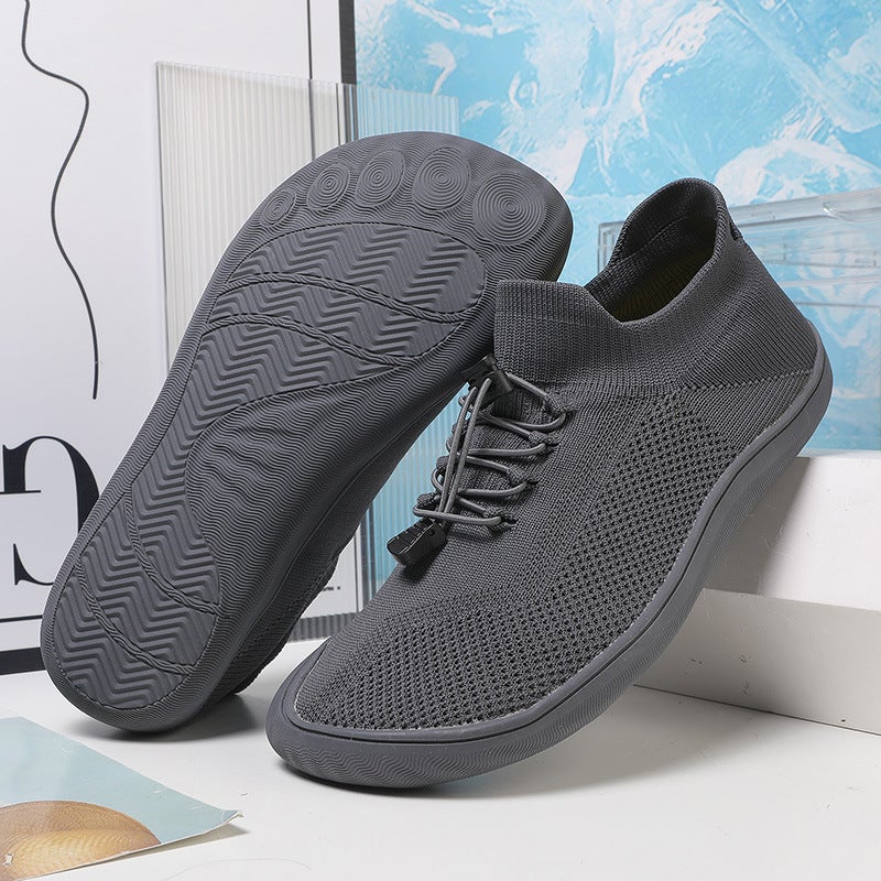 Generic Cross-border new wide head wide palm barefoot shoes wide last plus size tube fly woven breathable socks shoes non-slip casual shoes for men Dark gray