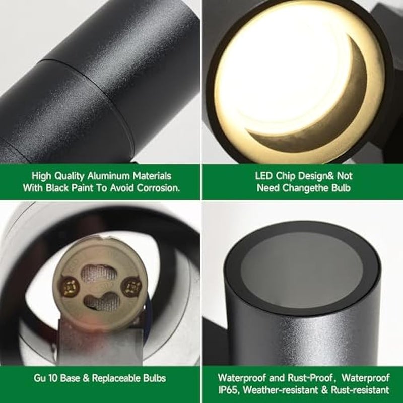 V.nice Outdoor Wall Light GU10 Up Down Light – IP65 Waterproof Exterior Sconce Lamp, 2 Sizes & 2 Colors, Aluminum Modern Wall Lamp for Porch, Patio, Doorway, Garden - Image 4