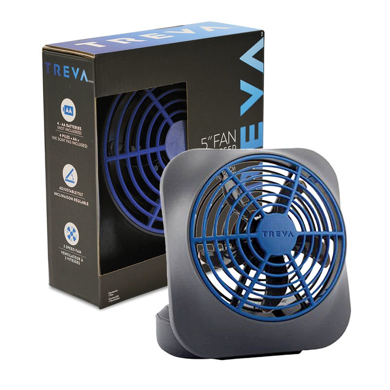O2COOL Treva 5 Inch Battery Powered Fan Portable Desk Fan 2 Cooling Speeds with Compact Folding & Tilt Design Cubicle Accessories Small Portable (Dark Blue) - Image 2