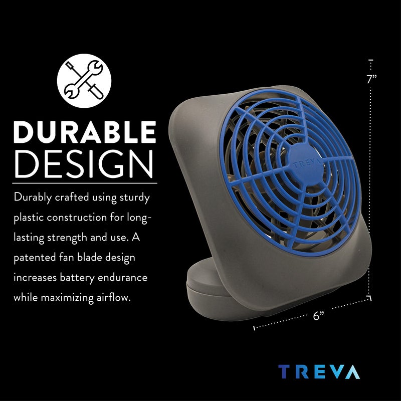 O2COOL Treva 5 Inch Battery Powered Fan Portable Desk Fan 2 Cooling Speeds with Compact Folding & Tilt Design Cubicle Accessories Small Portable (Dark Blue) - Image 4
