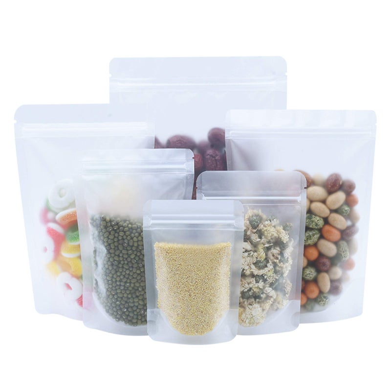 PABCK 100 Pack 35x51 inch Resealable Stand Up Bags Matte Clear Zipper Lock Heat Seal Pouch with Tear Notch for Zip Food Storage Lock Packing