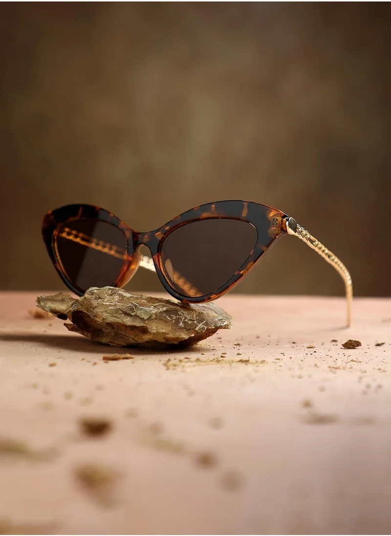 صوص هاوت Tortoise Shell Cateye Sunglasses - Gold-Colour