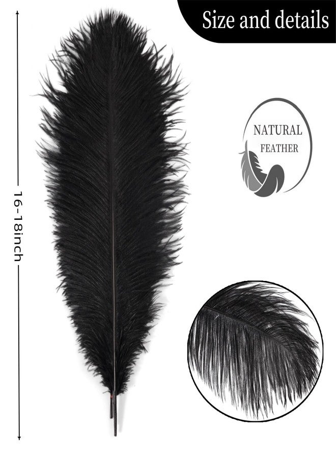 Shekyeon 16-18inch Black Ostrich Feathers DIY Craft Large Feather for Wedding Party Centerpicecs Flower Arrangement and Easter Gatsbi Decortion Pack of 10 - Image 3
