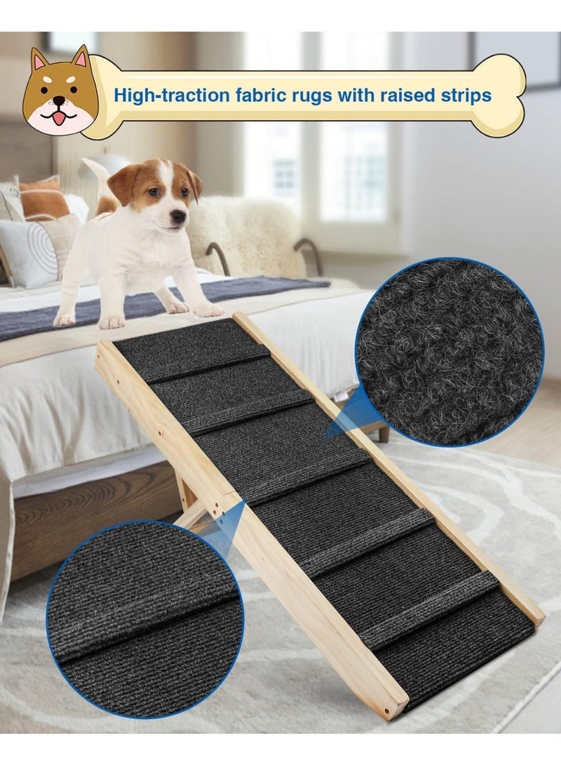 YOUWE7 Adjustable Dog Ramp, Wooden Folding Portable Pet Ramp, Rated for 30 LBS, 83cm/32.6" Long and Adjustable from 25.4cm/35.5cm/40.6cm/48.26cm with Non-Slip Traction Mat, Dog Step for Bed, Couch, Car - Image 5