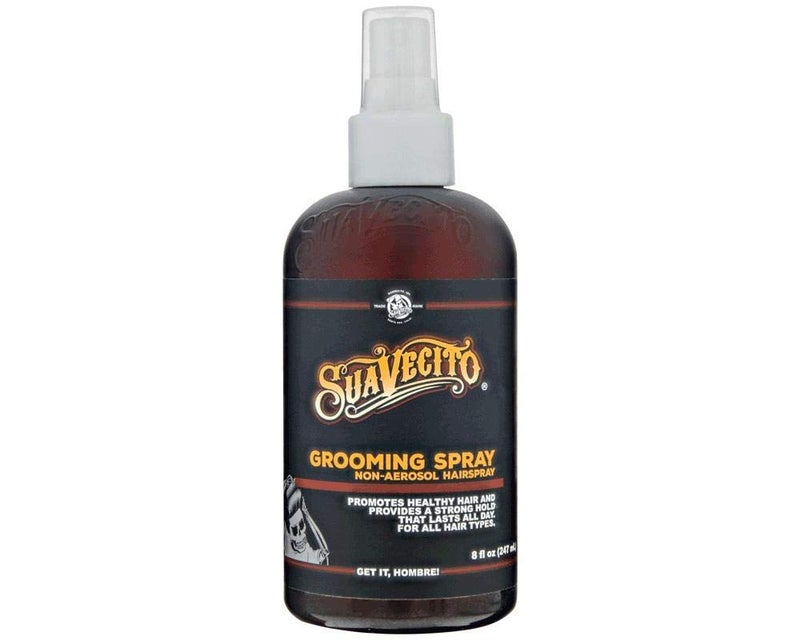Suavecito Grooming Non-Aerosol Hairspray for Men - 8 oz - Classic Barber Scent, Medium Shine, Strong Hold Hair Spray - Works on all Hair Types & Textures